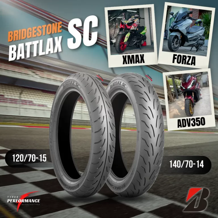ยาง Bridgestone Battlax SC สำหรับรถมอเตอร์ไซต์ Xmax, Forza300, Forza350 และ ADV350